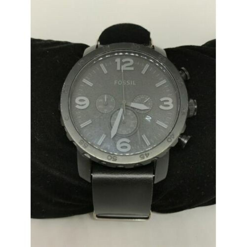 Fossil JR1354 Nate Chronograph Men's Black Leather Analog Dial Quartz Watch Y56